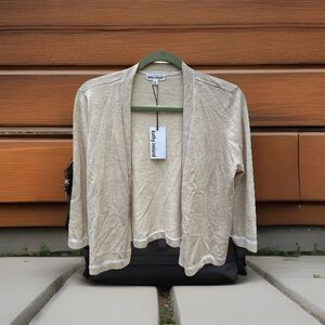 NWOT Kathy Ireland Beige 3/4 Sleeve‎ Open Front Cardigan Sweater - Medium
